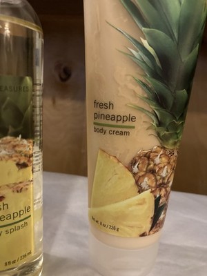 Bath & Body Works Pleasures Fresh Pineapple Body Splash & Body Cream RARE HTF!!