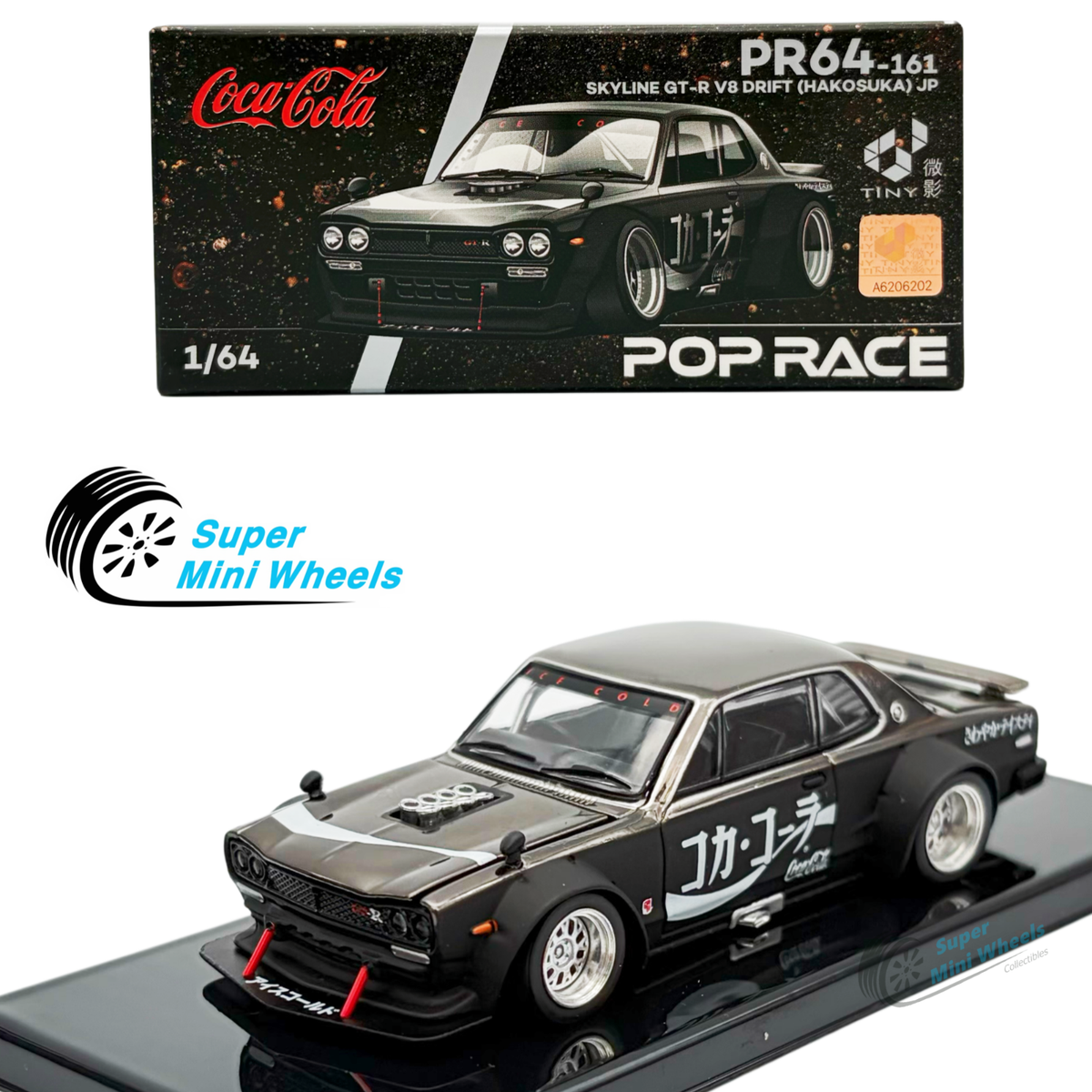 Pop Race 1:64 Nissan GT-R V8 Drift Hakosuka JP Coca Cola Chrome