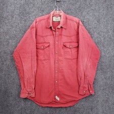 VINTAGE Levis Denim Mens Red Long Sleeve Western Button Up Shirt Size M