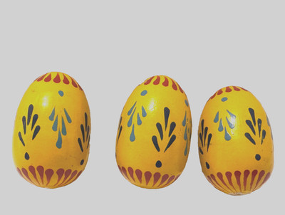 Wooden Eggs Painted Easter 1.5'' Multicolor Hand Painted Set of 3