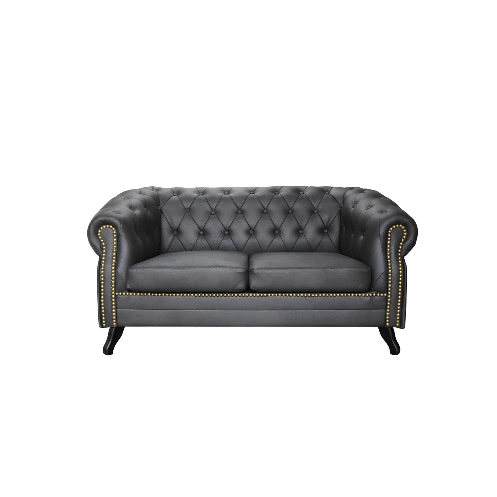 Chesterfield Sofa Couch Upholstery 2 Seater Couch Black Leather Textile Sofa Seat