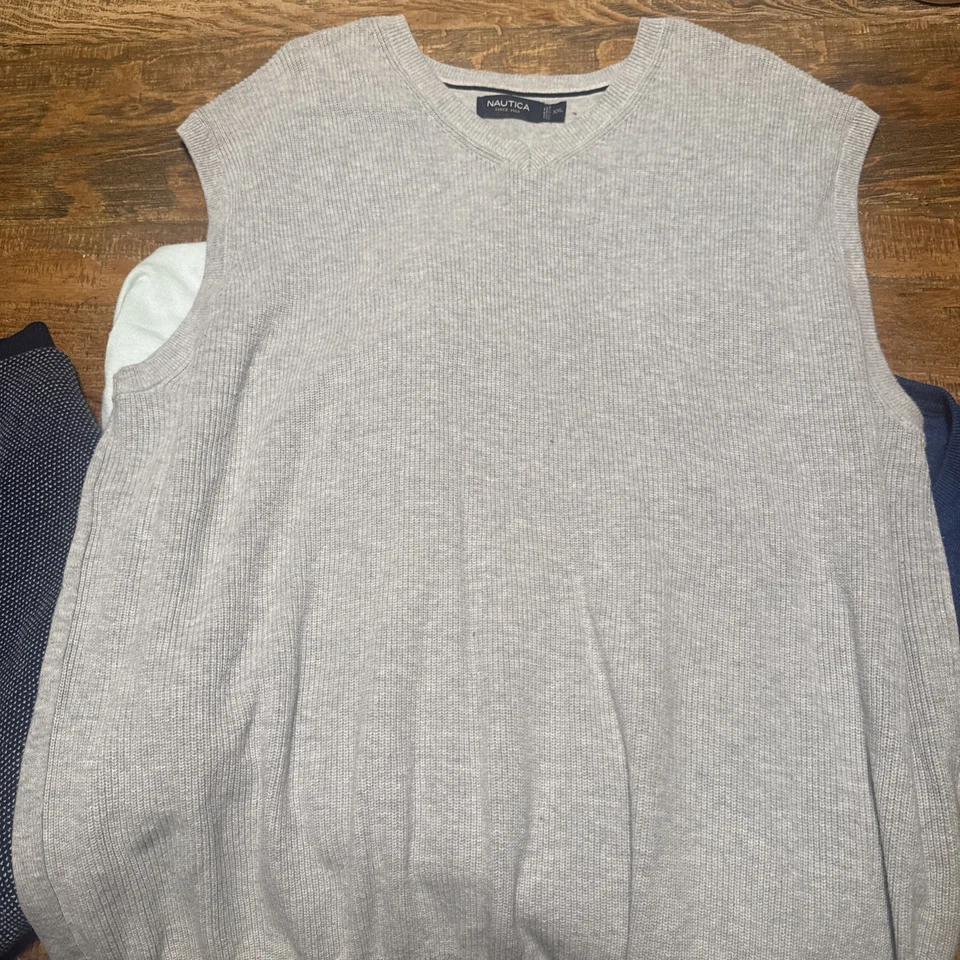 Lote De 5 Hombres XXL Suéter Suéter Chaleco Antiguo Azul Marino Náutica Chaps Tommy Hilfiger Foto 2 de 4
