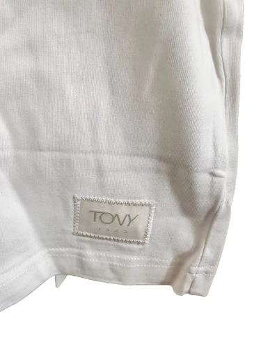NWT TONY LOGO EMBROIDERED T- SHIRT VANILLA BEIGE COTTON MEN SIZE L SHORT SLEEVE image 10