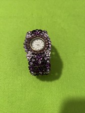 Purple Watch With Rhinestones Flowers