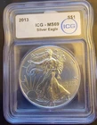 2013 American Eagle MS-69 ICG Uncirculated Art Bullion --0.999 Silver 1 Oz Coin