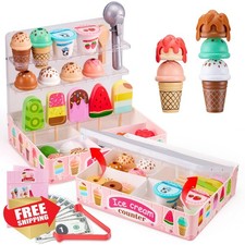 Ehome Pink Ice Cream Toy Pretend Play Food Shop Set