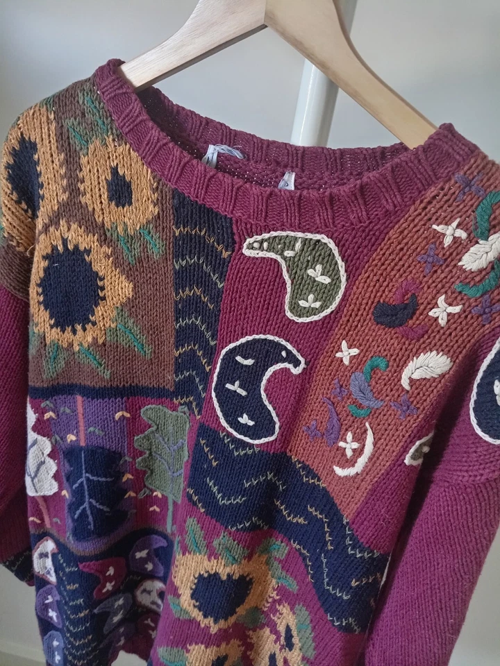 Vintage American Autumnal Knitted Pullover Jumper. Size 12/14 - Image 3 of 4