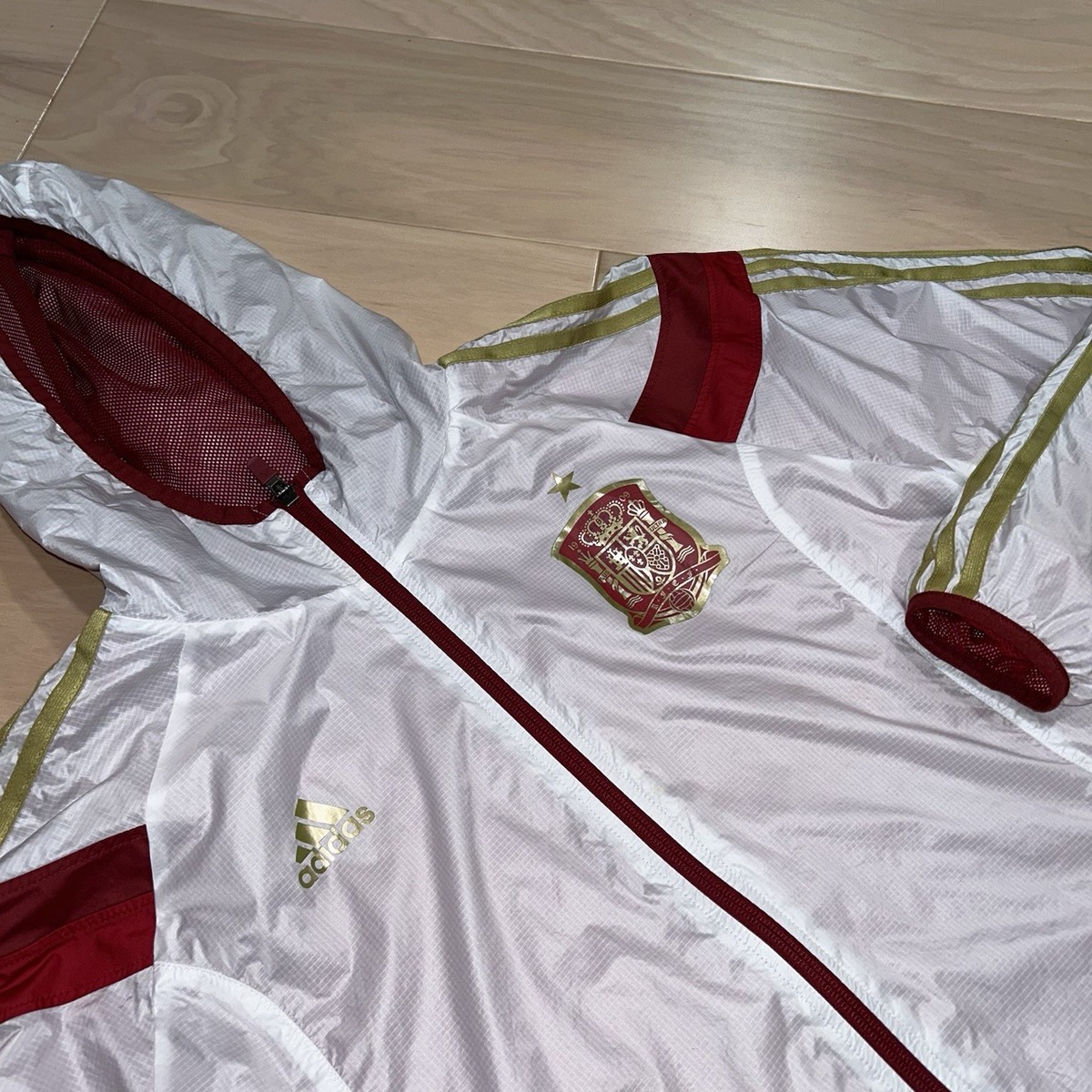 Adidas Spain 14-15 Away Football Soccer Anthem Jacket White Men's