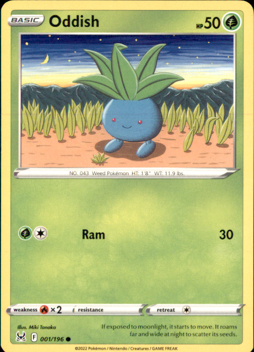 Oddish Common SWSH11: Lost Origin 001/196 NM Miki Tanaka 2022