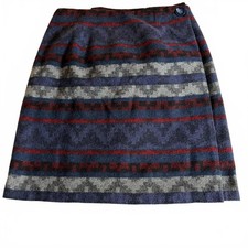 Vintage Southwestern Blue/Gray/Red Wool Blend Plaid Skirt NYCC SZ 12 Made in USA