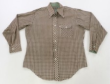 Rare VTG LEVI S Gentleman s Jeans Gingham Check Western Shirt 70s 80s Brown L
