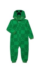 Minecraft Pajamas Small 6/7 Creeper Union Suit Green Hooded One Piece Zip Up New