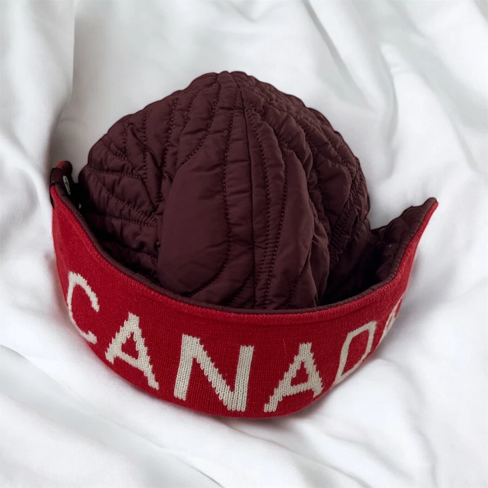 Lululemon 2022 Olympic Team Canada Red Puffer Polyester Trapper Hat Flap - Image 2 of 4