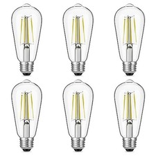 ST19 Vintage LED Edison Bulbs, 60W Eq, Dimmable, Daylight 5000K, 6-Pack