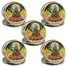5 PCS Christmas Commemorative Coin PEACE LOVE JOY  Holiday Wishes Gift Souvenir