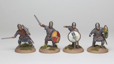 Bemalt 28mm Victrix Sächsische Panzerinfanterie (Schwerter) x4 Saga Dark Ages