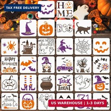 30 Pcs Halloween Stencils 3x3 in Reusable,Small Stencils for Crafts