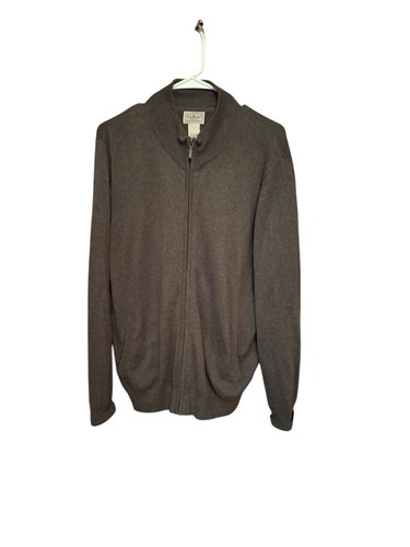 L.L Bean Cashmere Cotton Blend Full Zip Cardigan Sweater Men's Medium Preppy