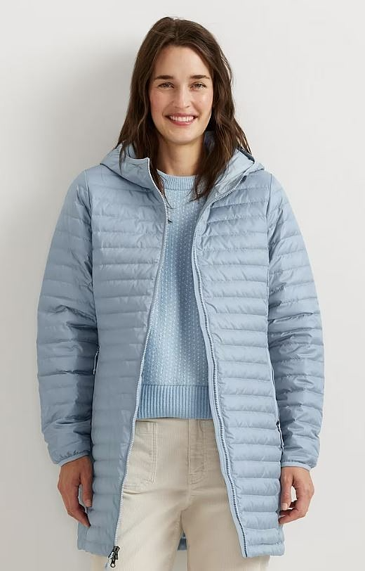 Eddie Bauer Women's Microlight Down Parka NWT Color Blue Smoke Size Small