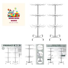 2 Pcs Rotating Display Stand Jewelry Display Rack with Hooks Metal Earrings S...