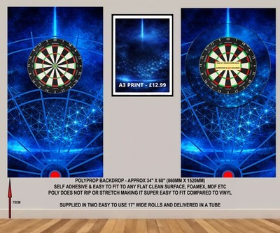 SPIELERTHEMA - BLAUE KUGEL DARTS HINTERGRUND WANDGRAFIK - HINTERGRUND - 34'' x 60''