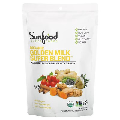 2 X Sunfood, Organic Golden Milk Super Blend Powder, 6 oz (168 g)