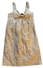 BCBG Paris Sleeveless Mini Dress Cream With Gold Shimmer Bow Size 8