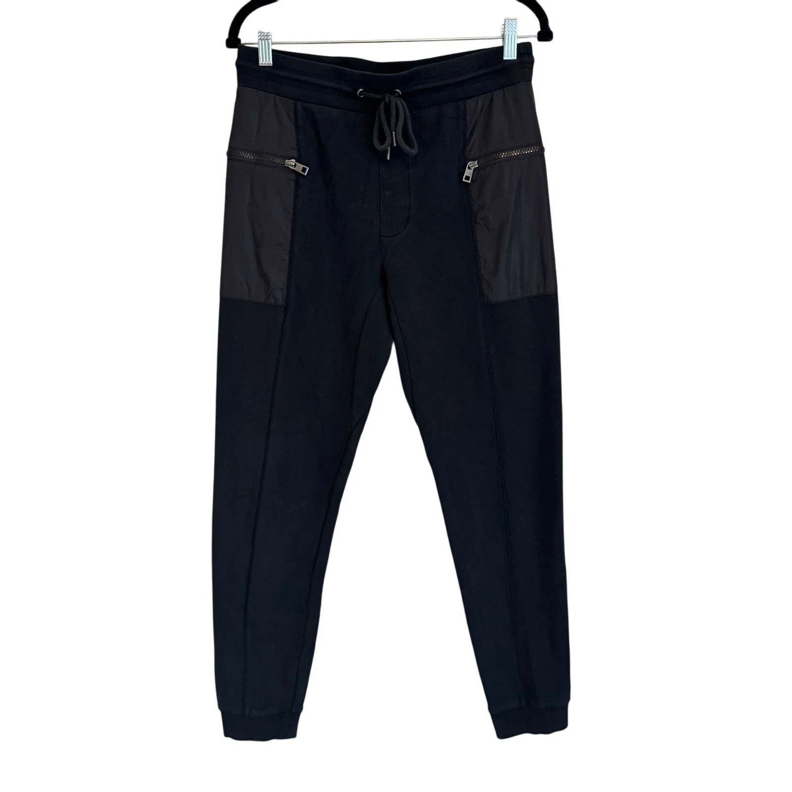 Michael Kors Jogger Pants Mens S Black Zip Pocket Drawstring Lounge Athleisure