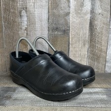 Womens Sanita Black Leather Classic Professional Comfort Clogs Shoes Size EU 38