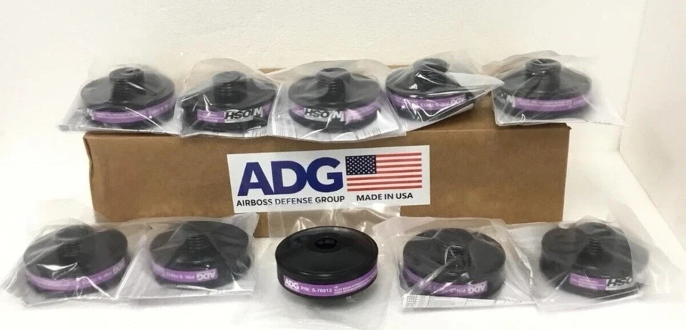 AIRBOSS DEFENSE FLEXAIR 10 NEW AirBoss FlexAir 40mm HE2 Respirator gas Filter Cartridge