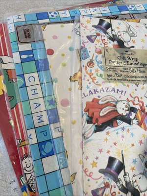Vintage Kitsch Gift Wrap Wrapping Paper Birthday Lot Of 7 All Sizes New