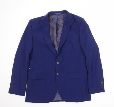 Marks and Spencer Herren Sakko Anzugjacke Blau Polyester Größe 40 Regular