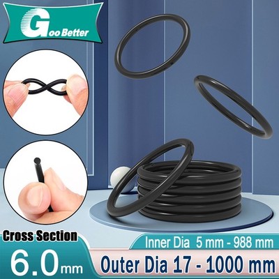 Metric NBR Nitrile Rubber O Ring 6mm Cord Thickness 5-988mm ID Oil Resistant 70