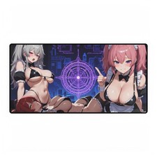 Cute Ecchi Waifu Gaming Mousepad Desk Mat  Anime Girl Playful Illustration