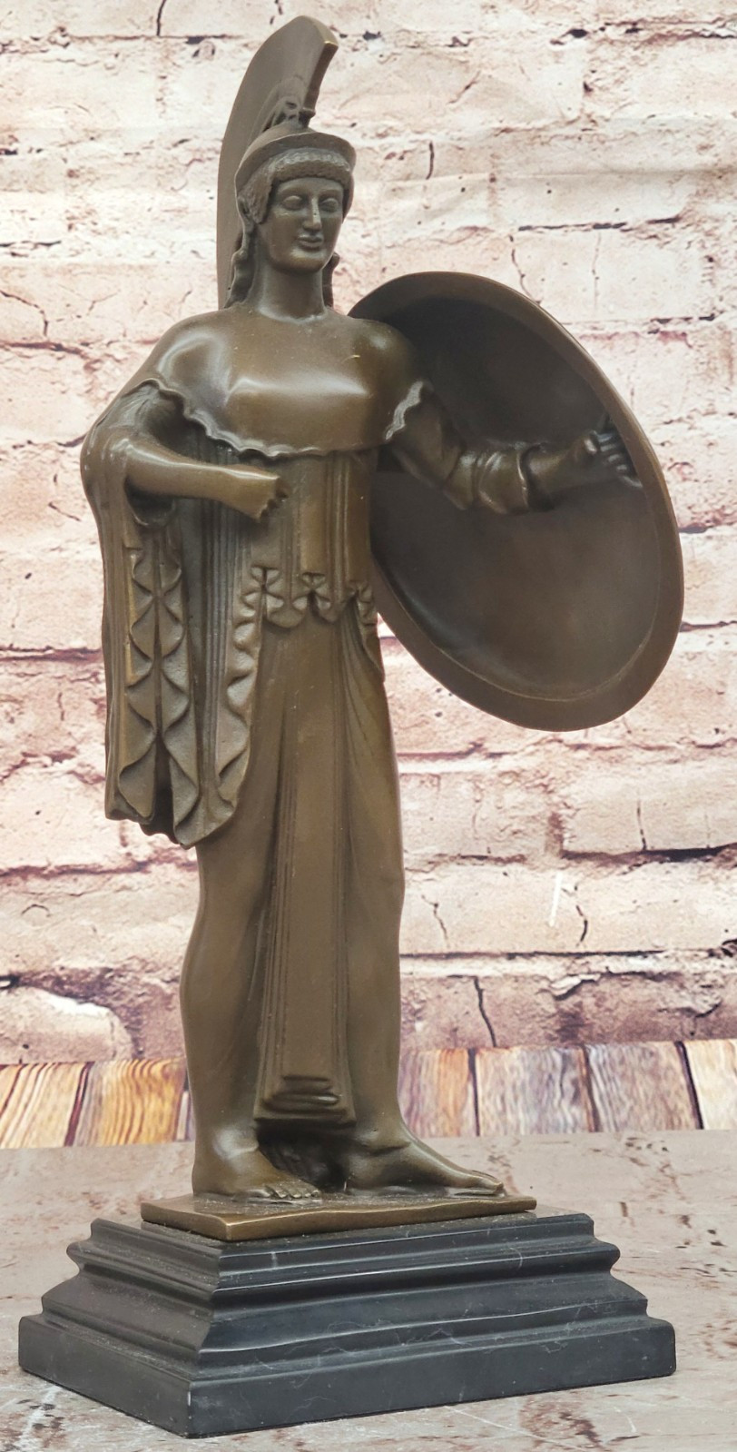 Athena Bronze Figurine Goddess of Knowledge and Strength Hand Cast Warrior