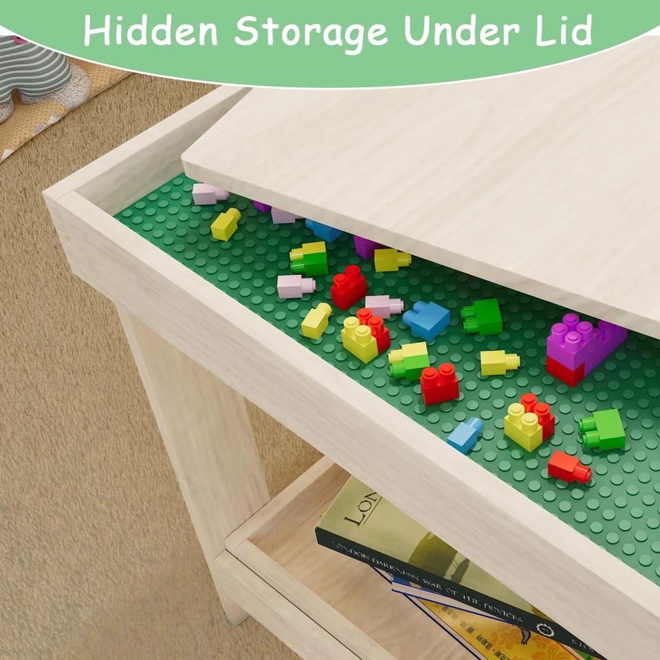 Mesa de Actividades Infantiles con Tablero y Almacenamiento Compatible con Lego, Juego de Madera... Foto 3 de 4
