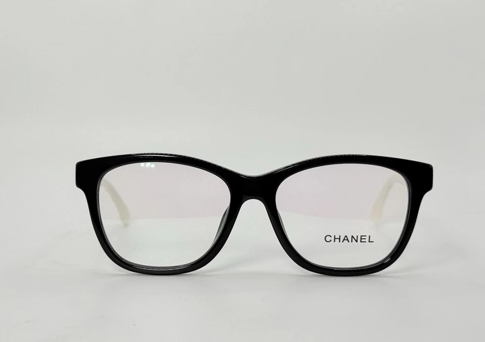 NEW AUTHENTIC CHANEL EYEGLASSES CH3443 1656 BLACK/WHITE W  BLACK LOGO 53-16-140 - Image 2 of 4
