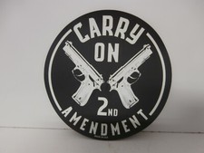 Carry On Round Gun Pistol Magnet Indoor Outdoor 2nd Amendment 4 1/2" USA Made
