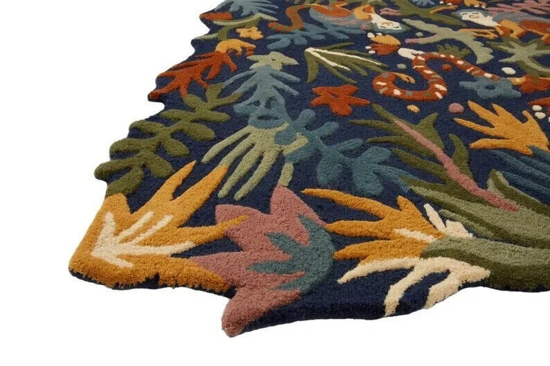 Auténtica alfombra de tigre con estampado de animales y bucle alto y bajo acolchado a mano Foto 2 de 4