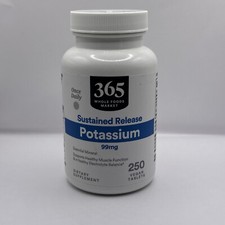 365 WHOLE FOODS MARKET SUSTAINED RELEASE POTASSIUM 99mg / 250 Tablet EXP:10/2026