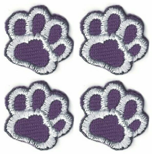 Purple Paw Print Patch Embroidered Cut out Iron on Sew on (5/8" in) Lot of 12 - Image 2 of 2