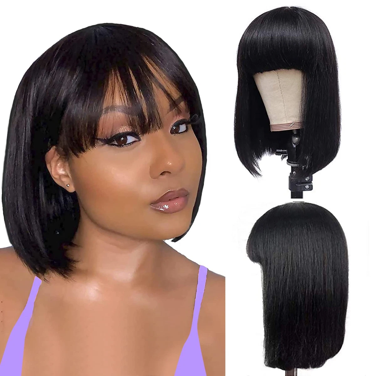 10 Inch Short Bob Wigs for Black Women Human Hair Bob Wigs with