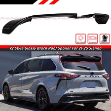 FOR 2021-2025 TOYOTA SIENNA V2 GLOSS BLACK REAR ROOF TOP SPOILER WING EXTENSION