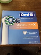 New- Sealed-Genuine Oral-B Cross Action X - Replacement Brush Heads-  10 Count