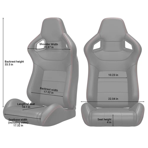 2Pcs Universal Bucket Racing Seats for Kia, PVC Leather, Reclinable, Carbon Look Foto 3 de 4