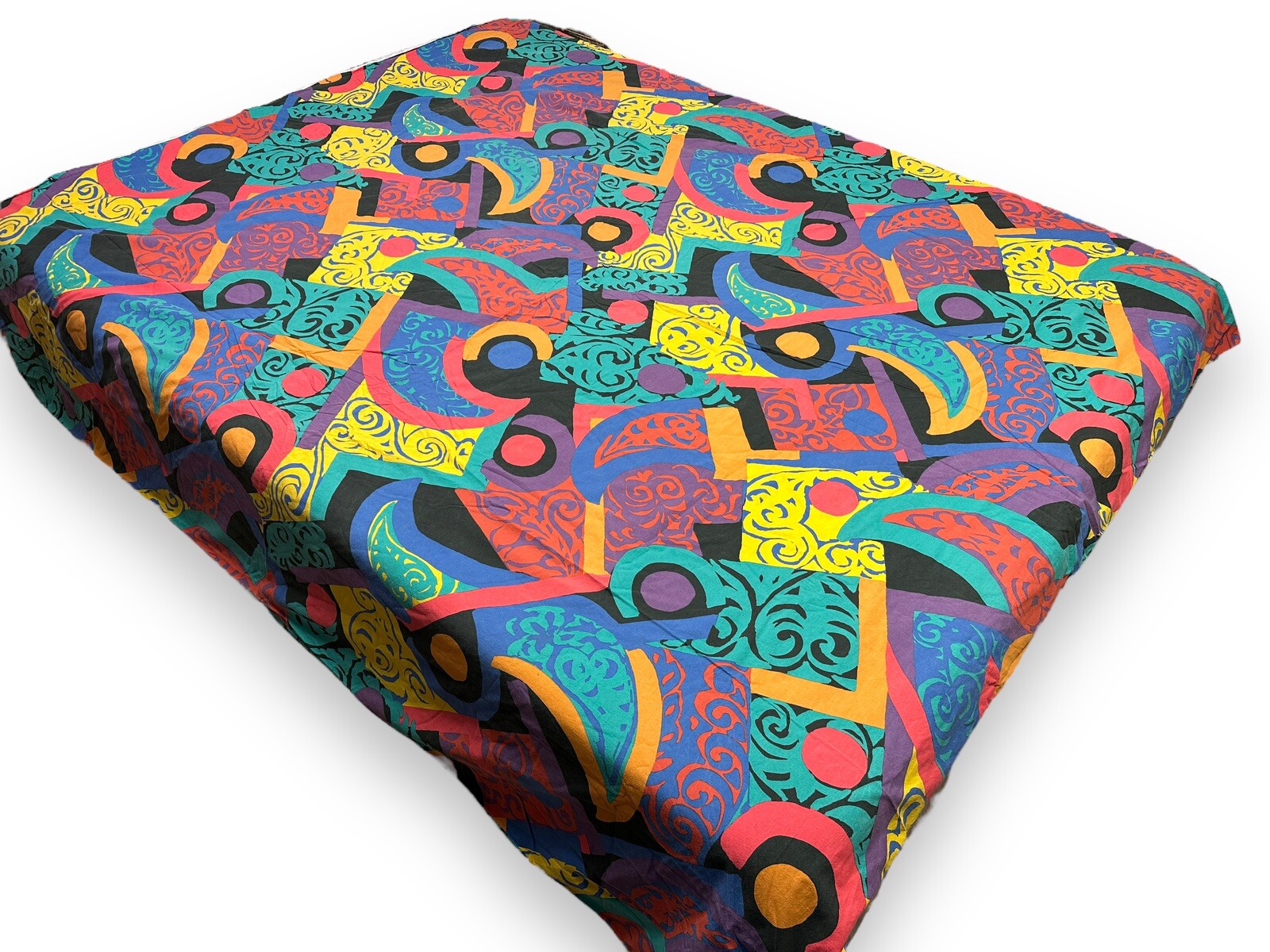 Vintage 90s Essix Reversible Duvet Cover Bright Colorful Abstract Funky