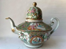 19th Century Antique Rose Medallion Teapot