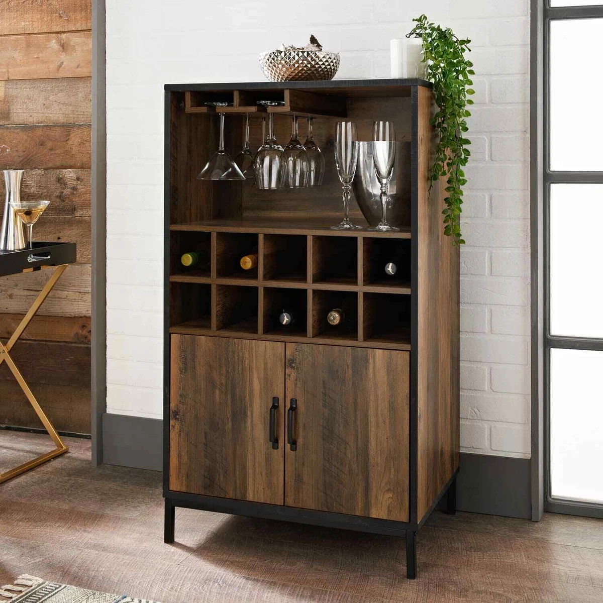 Drinks cabinet cheap glass door