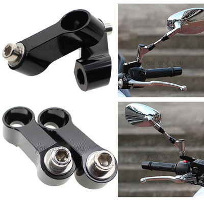 CNC Motorcycle Mirror Mount Riser Extender Adapter 8mm/10mm Left Right Aluminum