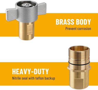 NEW 1'' NPT Wet-Line Wing Nut Hydraulic Quick Disconnect Coupler / Coupling Set